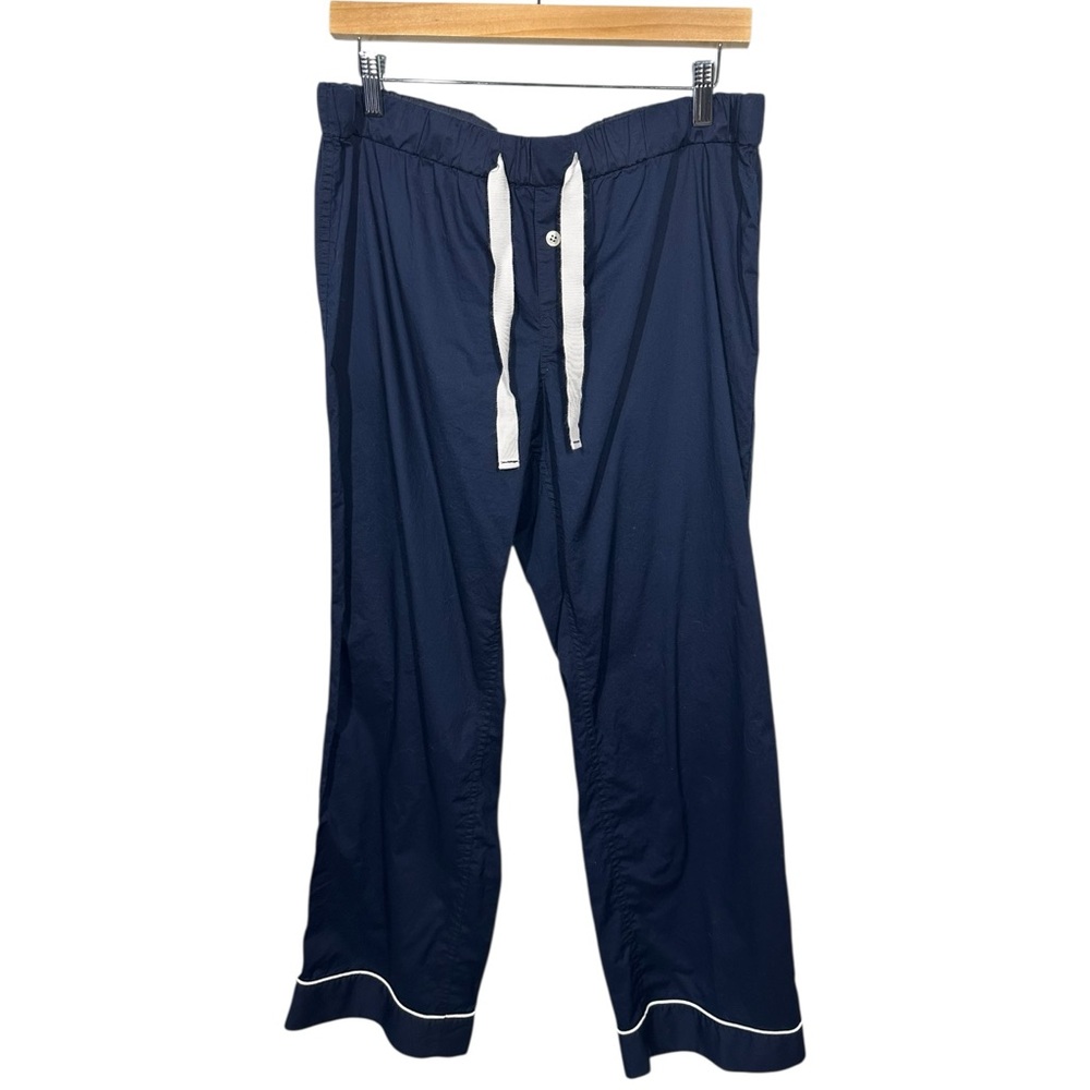 J. Crew Womens Classic Pajama 2 Piece Pant Set PL/PM Piped Trim Preppy Lounge - Picture 4 of 14